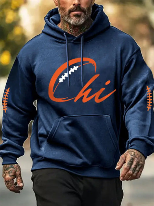 Men’s Football Fans Lovers Gameday Casual Hoodie Blue / S