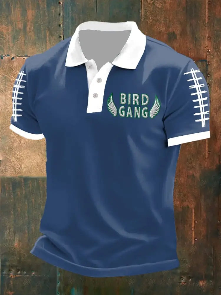 Men’s Football Fans Lovers Gameday Casual short sleeve shirt Navy Blue / S