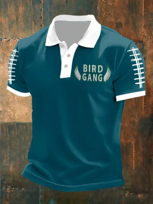 Men’s Football Fans Lovers Gameday Casual short sleeve shirt Peacock Blue / S