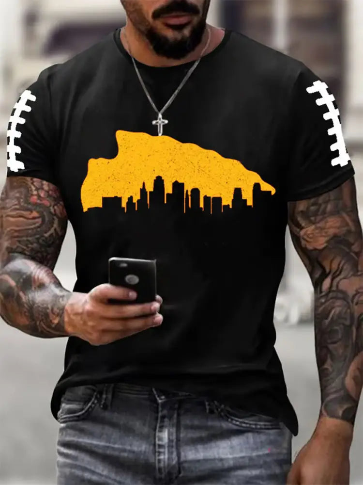 Men’s Football Fans Lovers Gameday Casual Short Sleeve T shirt Black / S