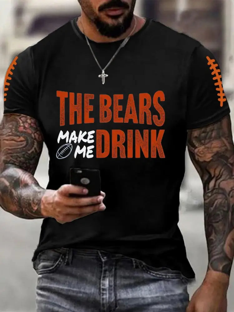 Men’s Football Fans Lovers Gameday Casual Short Sleeve T shirt Black / S