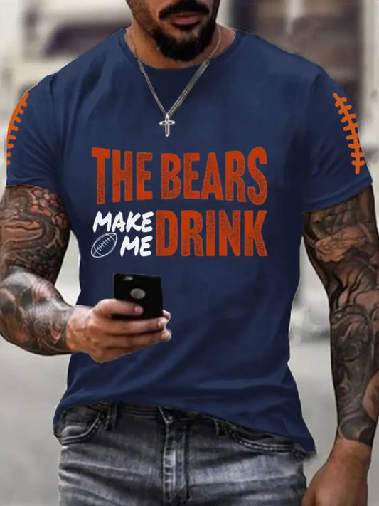Men’s Football Fans Lovers Gameday Casual Short Sleeve T shirt Navy Blue / S