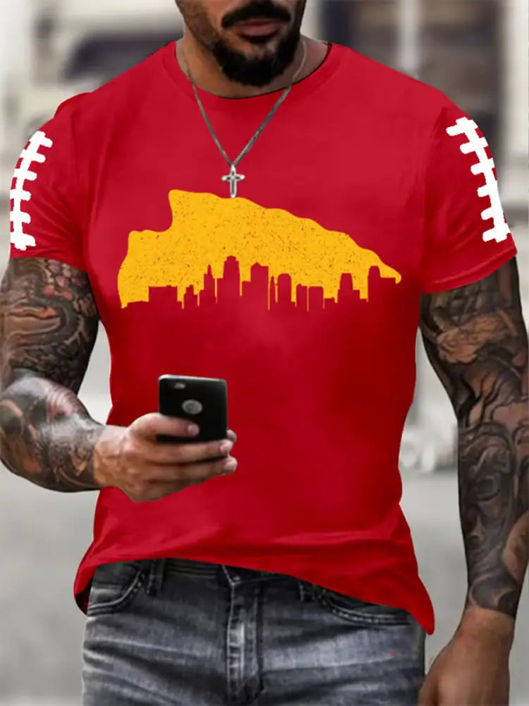 Men’s Football Fans Lovers Gameday Casual Short Sleeve T shirt Red / S