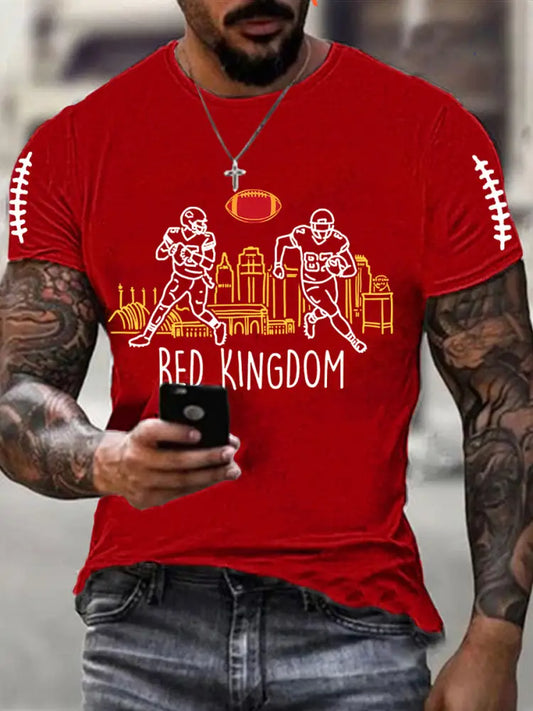 Men’s Football Fans Lovers Gameday Casual Short Sleeve T shirt Red / S