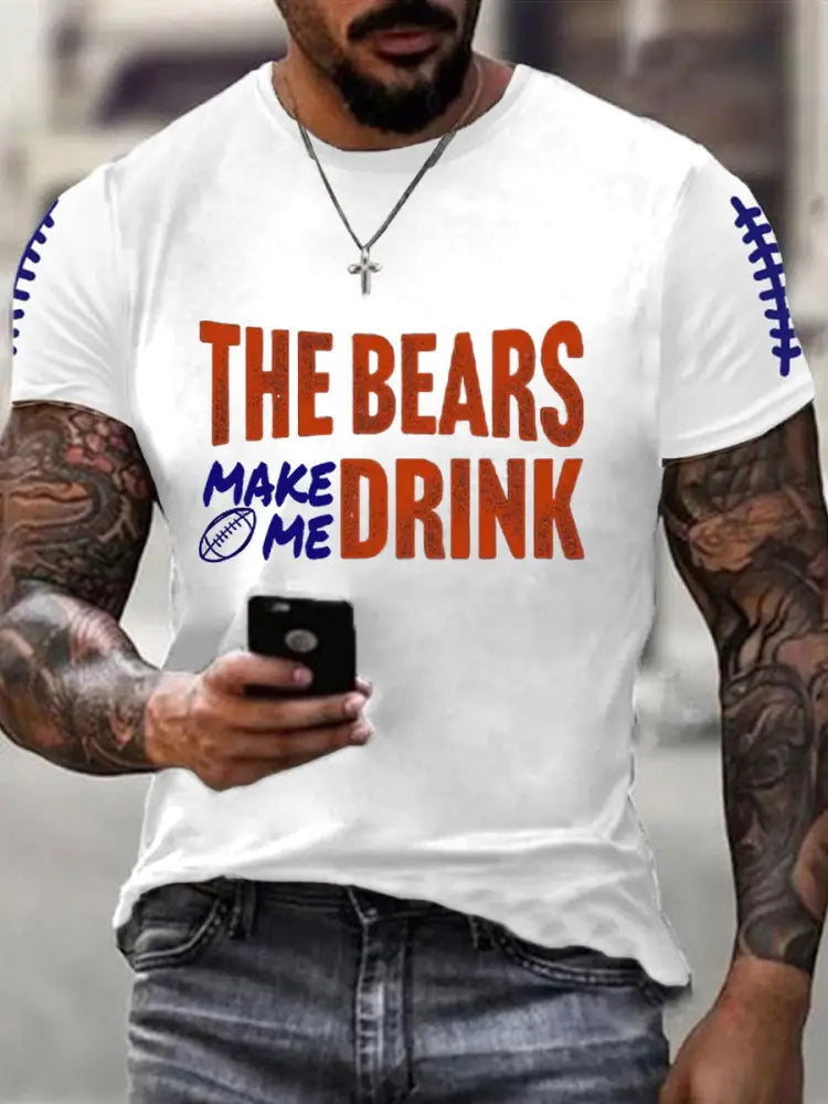Men’s Football Fans Lovers Gameday Casual Short Sleeve T shirt White / S