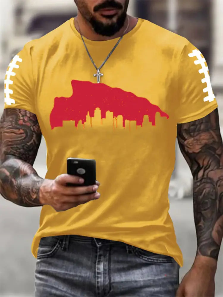 Men’s Football Fans Lovers Gameday Casual Short Sleeve T shirt Yellow / S
