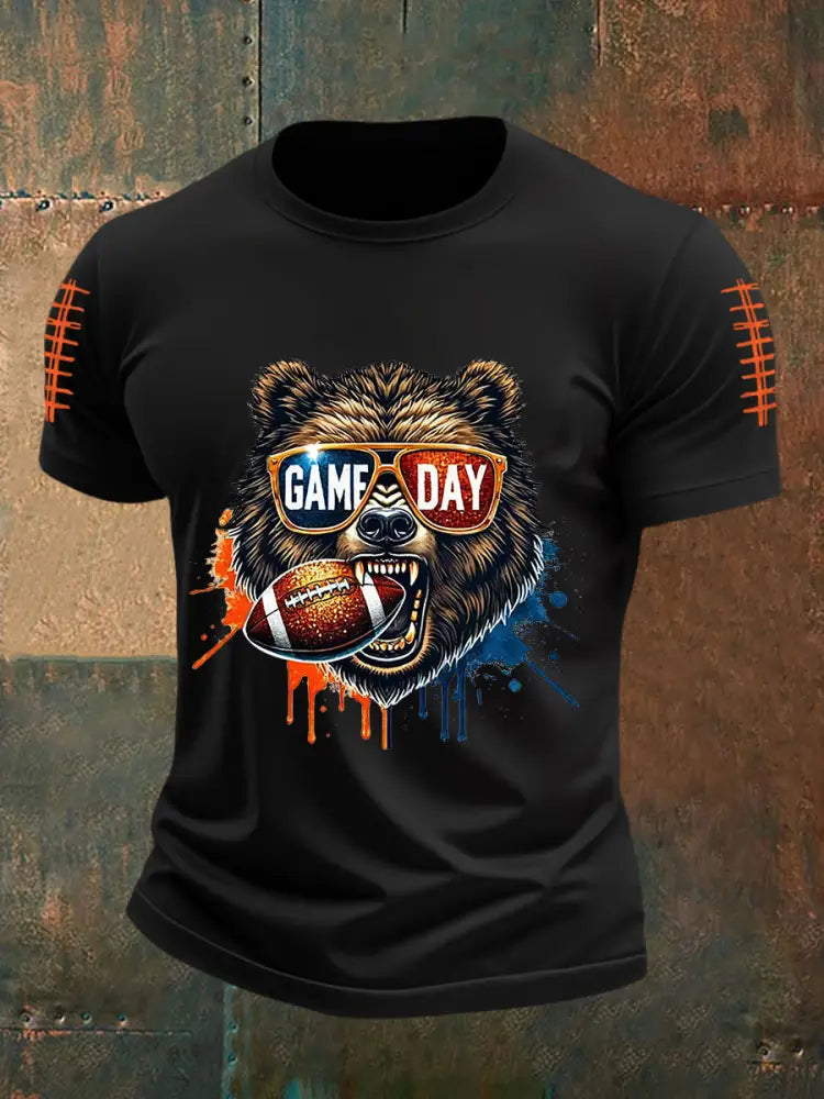 Men’s Football Fans Lovers Gameday Casual Short Sleeve Tee Black / S