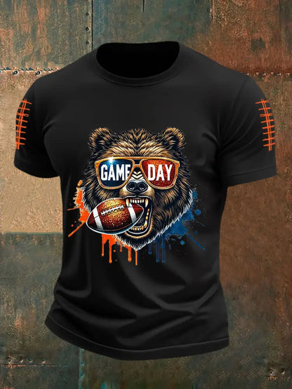 Men’s Football Fans Lovers Gameday Casual Short Sleeve Tee Black / S