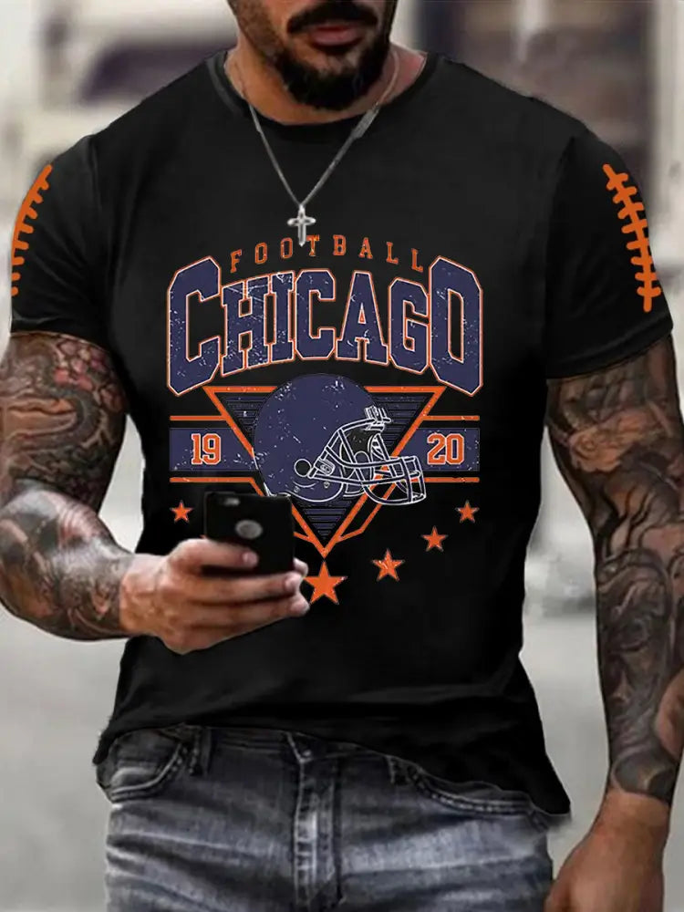 Men’s Football Fans Lovers Gameday Casual Short Sleeve Tee Black / S