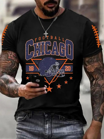 Men’s Football Fans Lovers Gameday Casual Short Sleeve Tee Black / S
