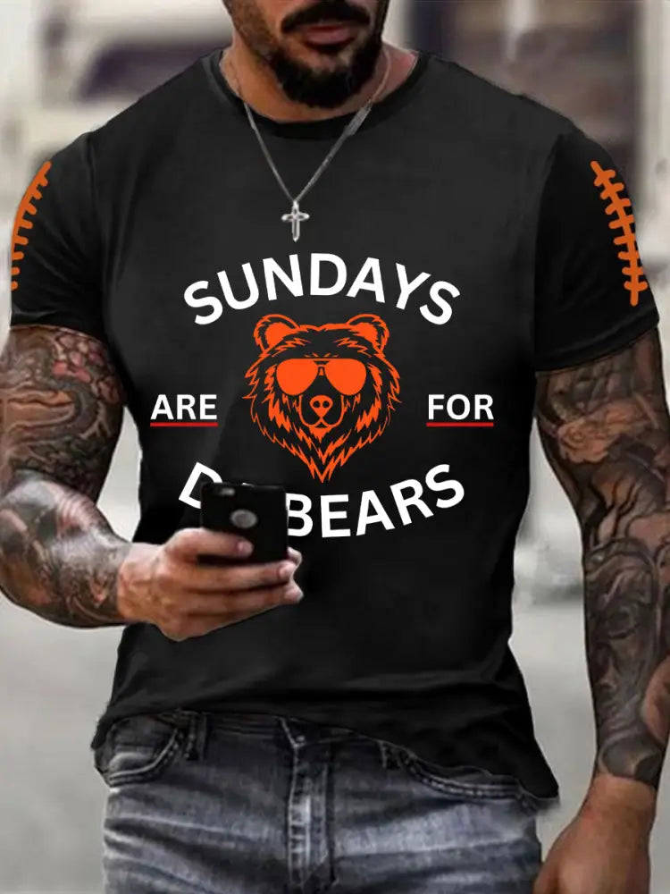 Men’s Football Fans Lovers Gameday Casual Short Sleeve Tee Black / S