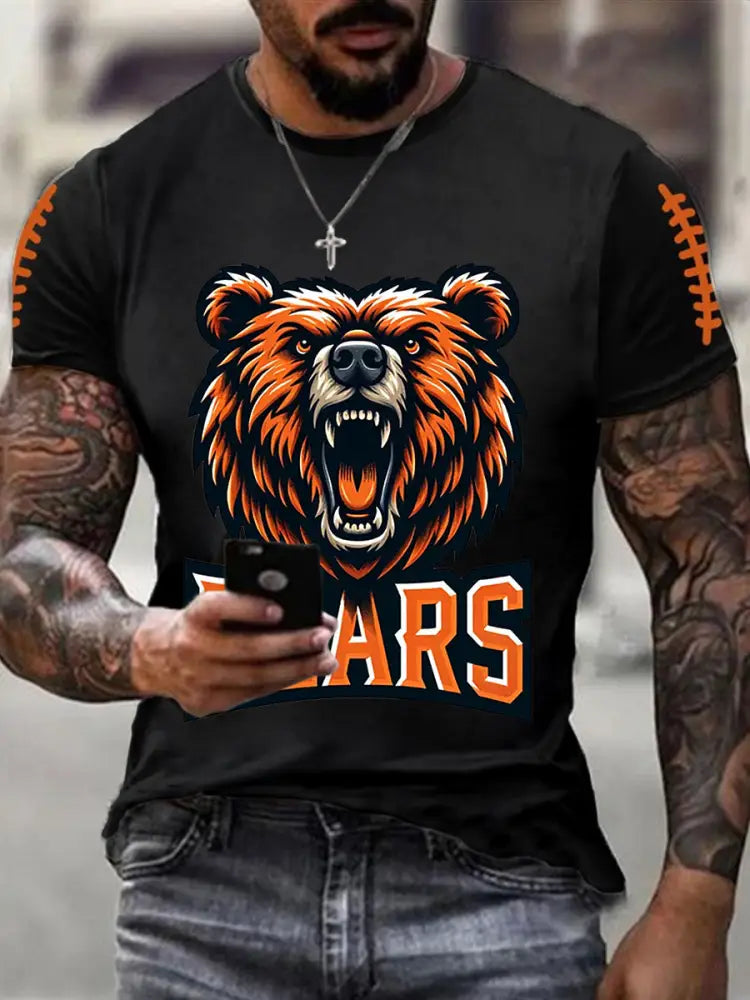 Men’s Football Fans Lovers Gameday Casual Short Sleeve Tee Black / S