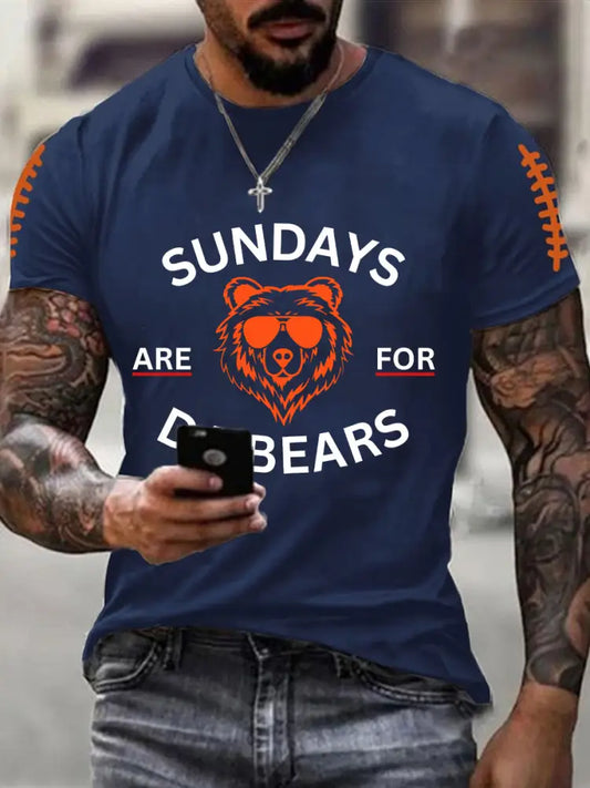 Men’s Football Fans Lovers Gameday Casual Short Sleeve Tee Navy Blue / S