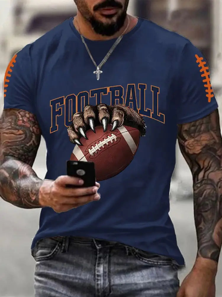 Men’s Football Fans Lovers Gameday Casual Short Sleeve Tee Navy Blue / S