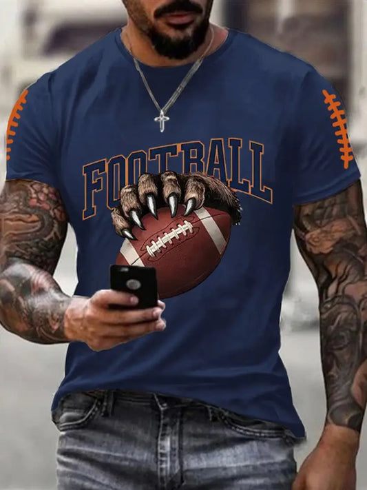 Men’s Football Fans Lovers Gameday Casual Short Sleeve Tee Navy Blue / S