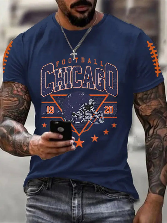 Men’s Football Fans Lovers Gameday Casual Short Sleeve Tee Navy Blue / S