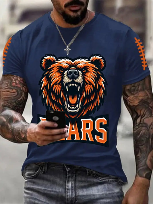 Men’s Football Fans Lovers Gameday Casual Short Sleeve Tee Navy Blue / S