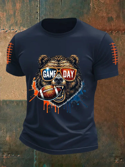 Men’s Football Fans Lovers Gameday Casual Short Sleeve Tee Navy Blue / S