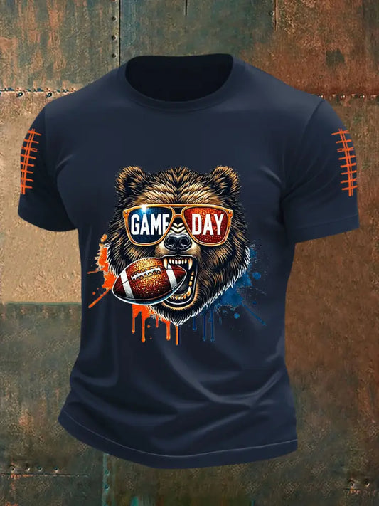 Men’s Football Fans Lovers Gameday Casual Short Sleeve Tee Navy Blue / S