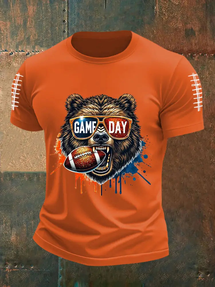 Men’s Football Fans Lovers Gameday Casual Short Sleeve Tee Orange / S