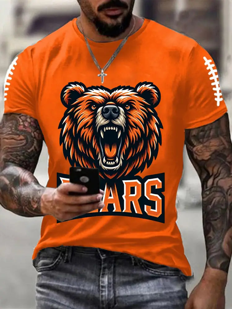 Men’s Football Fans Lovers Gameday Casual Short Sleeve Tee Orange / S