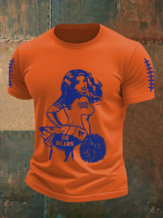 Men’s Football Fans Lovers Gameday Casual Short Sleeve Tee Orange / S