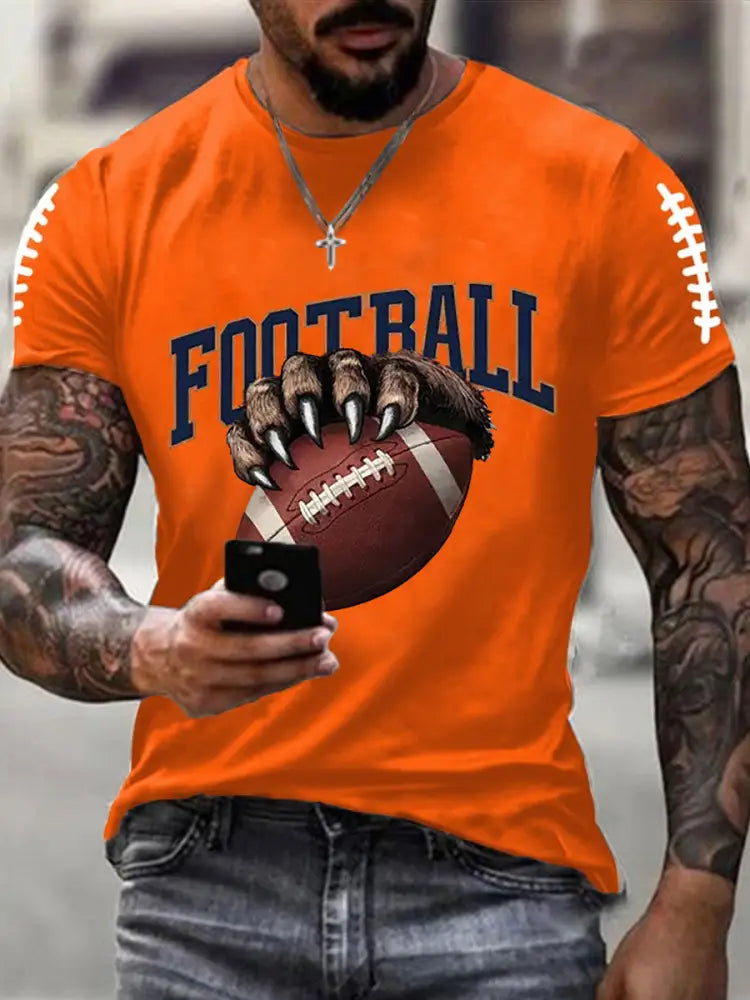 Men’s Football Fans Lovers Gameday Casual Short Sleeve Tee Orange / S