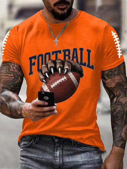 Men’s Football Fans Lovers Gameday Casual Short Sleeve Tee Orange / S