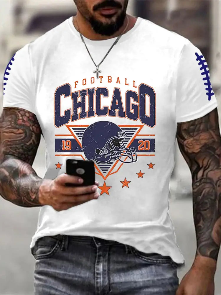 Men’s Football Fans Lovers Gameday Casual Short Sleeve Tee White / S