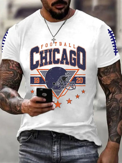 Men’s Football Fans Lovers Gameday Casual Short Sleeve Tee White / S