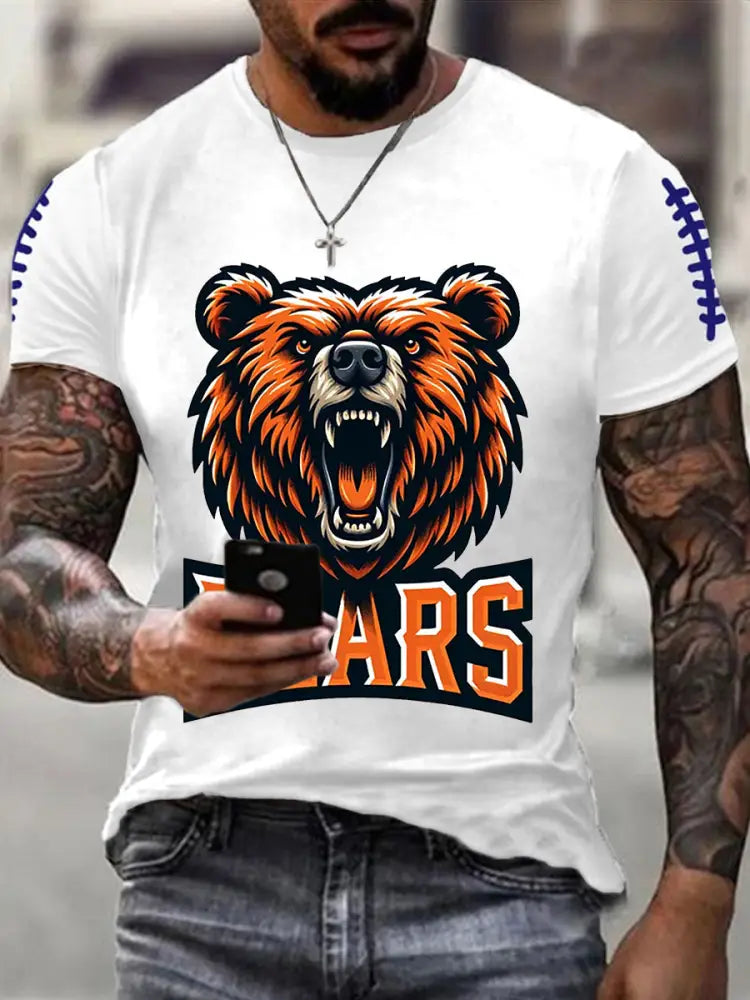 Men’s Football Fans Lovers Gameday Casual Short Sleeve Tee White / S