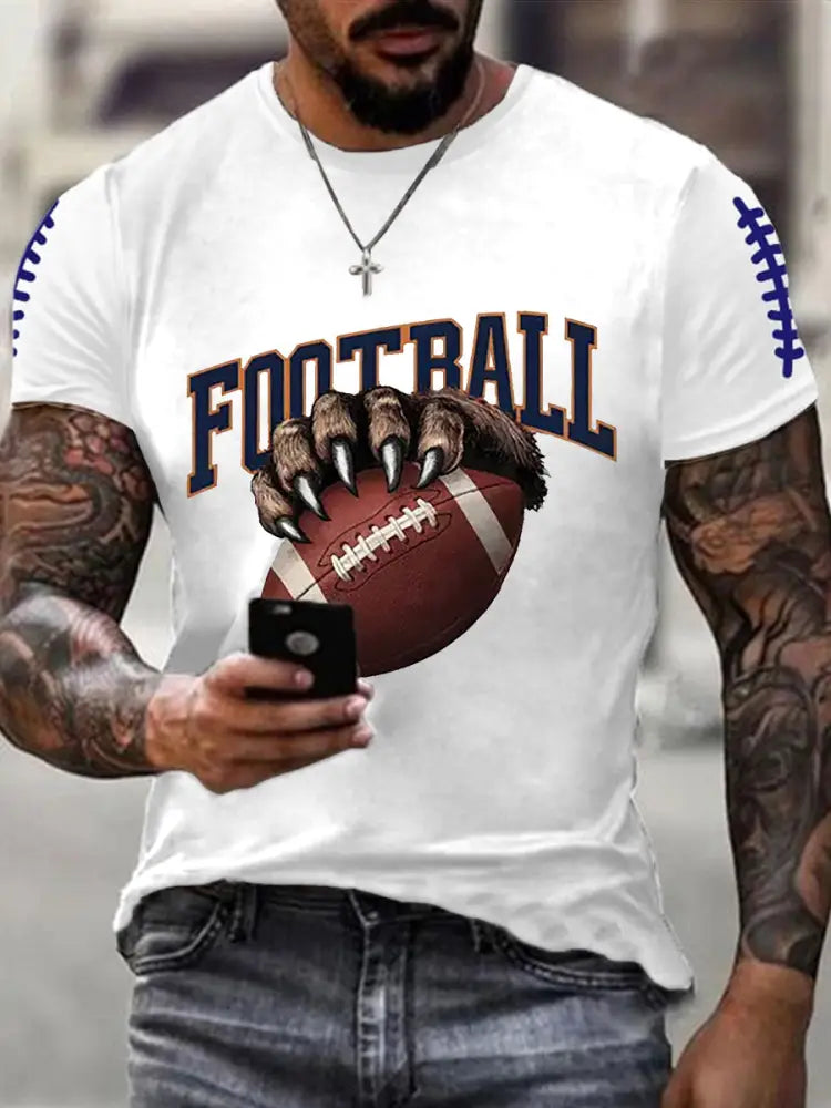 Men’s Football Fans Lovers Gameday Casual Short Sleeve Tee White / S