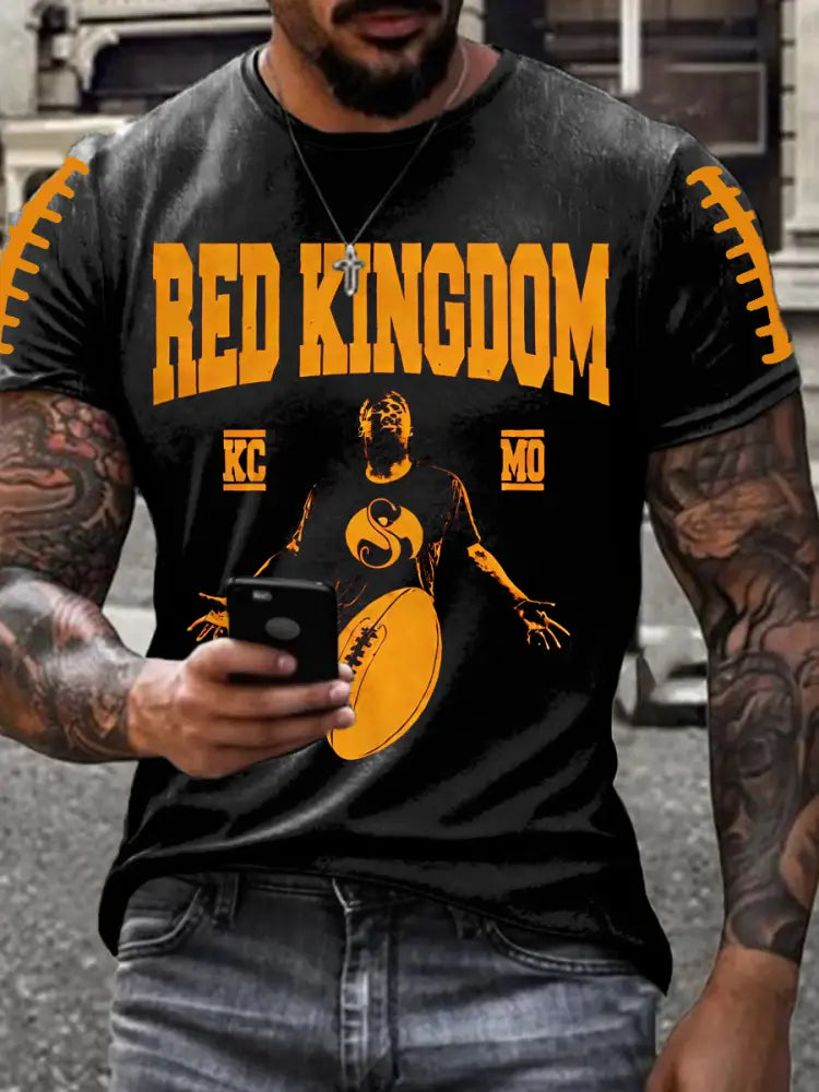 Men’s Football Fans Lovers Gameday Casual short sleeves t shirt Black / S