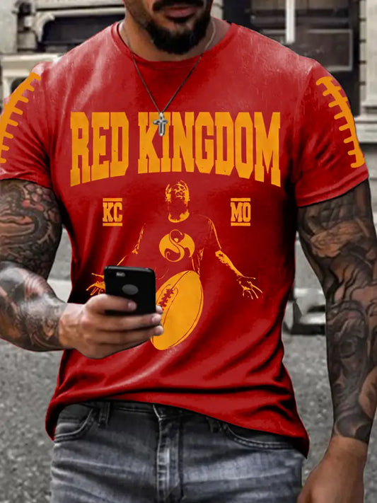 Men’s Football Fans Lovers Gameday Casual short sleeves t shirt Red / S