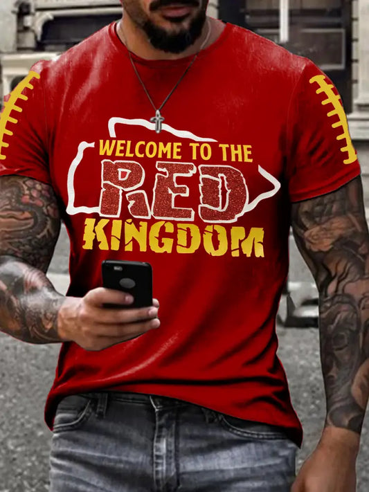 Men’s Football Fans Lovers Gameday Casual short sleeves t shirt Red / S