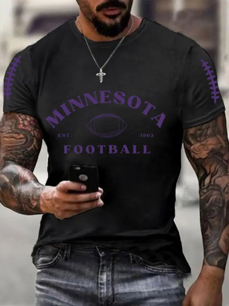 Men’s Football Fans Lovers Gameday Casual Tee Black / S