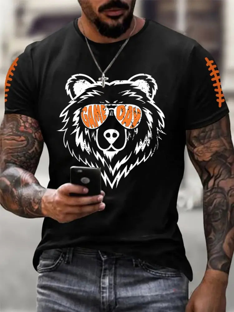 Men’s Football Fans Lovers Gameday Casual Tee Black / S