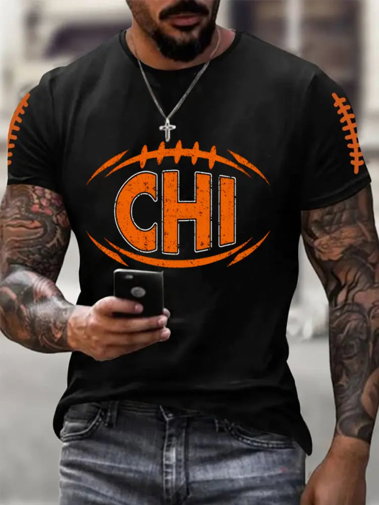 Men’s Football Fans Lovers Gameday Casual Tee Black / S