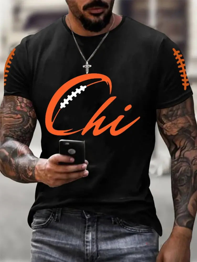 Men’s Football Fans Lovers Gameday Casual Tee Black / S