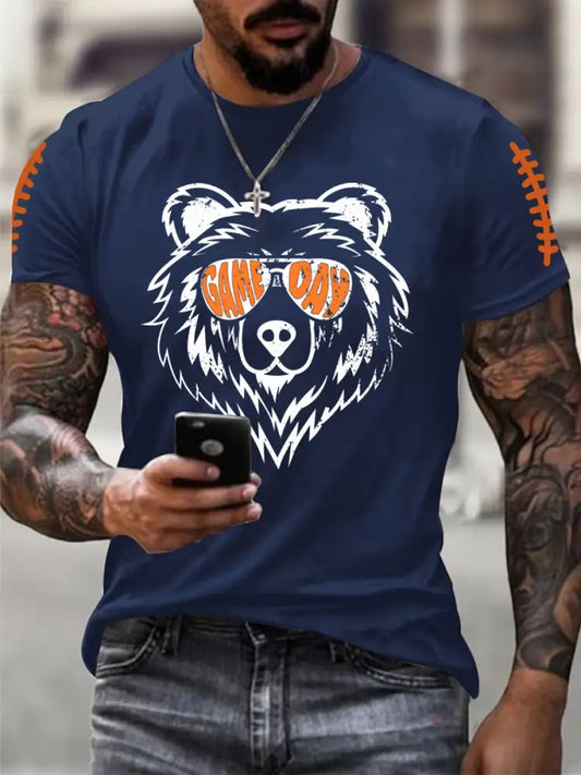 Men’s Football Fans Lovers Gameday Casual Tee Navy Blue / S
