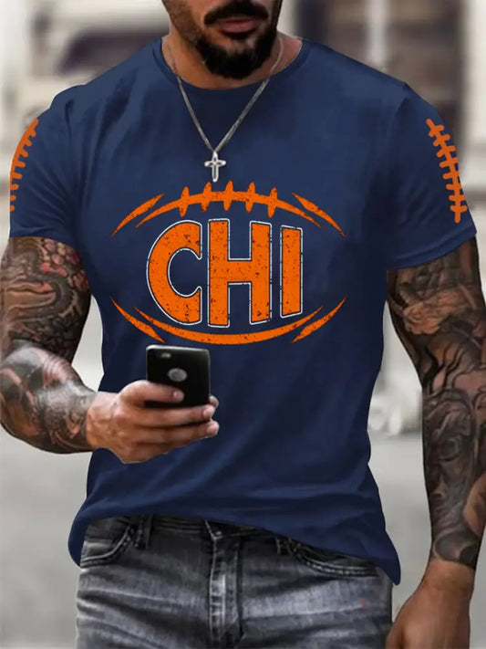 Men’s Football Fans Lovers Gameday Casual Tee Navy Blue / S