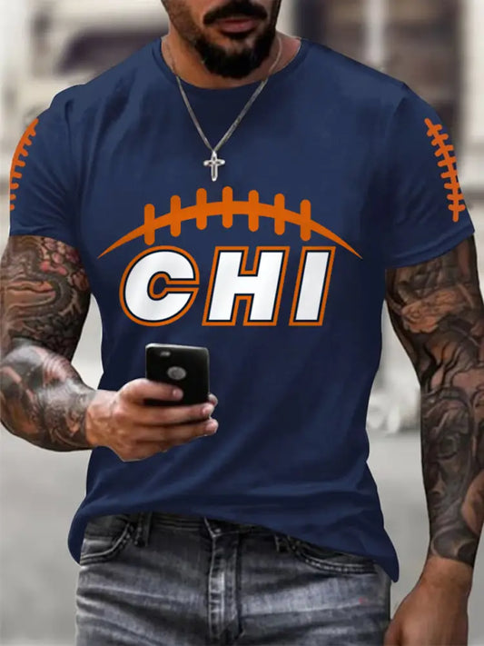 Men’s Football Fans Lovers Gameday Casual Tee Navy Blue / S