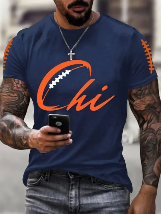 Men’s Football Fans Lovers Gameday Casual Tee Navy Blue / S