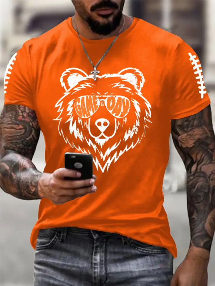 Men’s Football Fans Lovers Gameday Casual Tee Orange / S