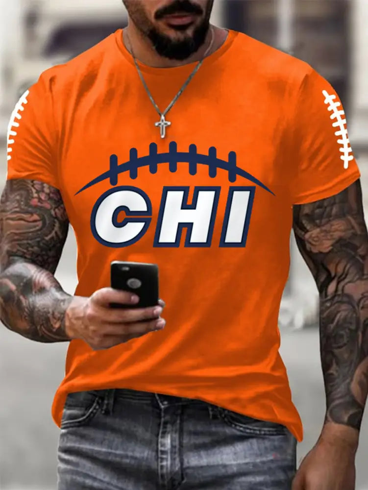 Men’s Football Fans Lovers Gameday Casual Tee Orange / S