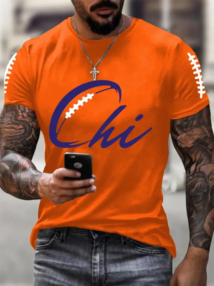 Men’s Football Fans Lovers Gameday Casual Tee Orange / S