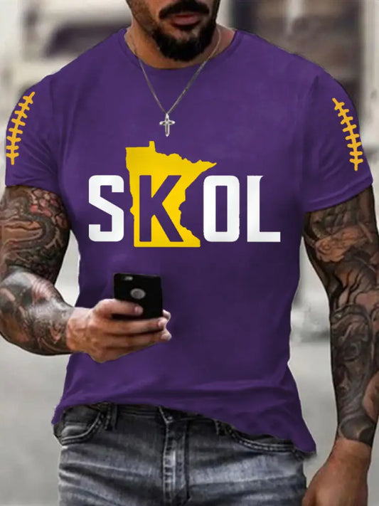 Men’s Football Fans Lovers Gameday Casual Tee Purple / S