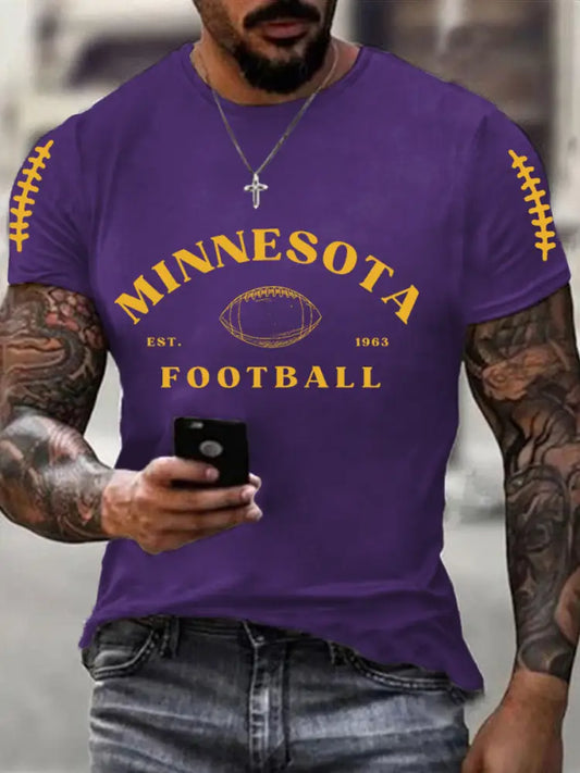 Men’s Football Fans Lovers Gameday Casual Tee Purple / S