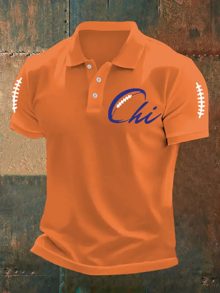 Men’s Football Fans Lovers Gameday Casual Top Orange / S