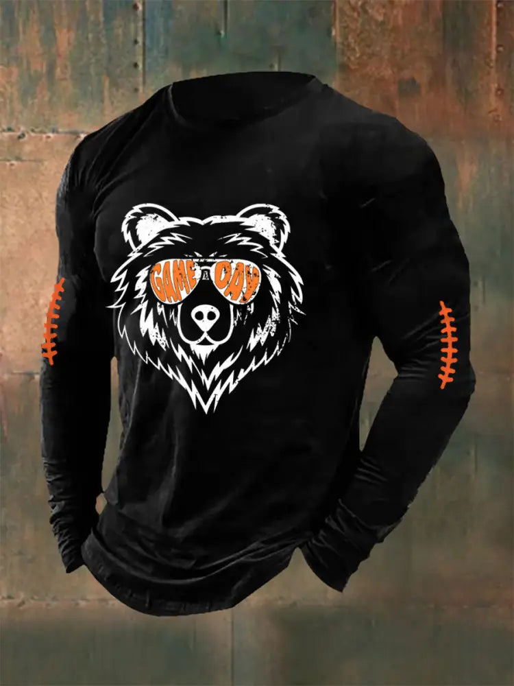 Men’s Football Fans Lovers Gameday Long Sleeve T Shirt Black / S